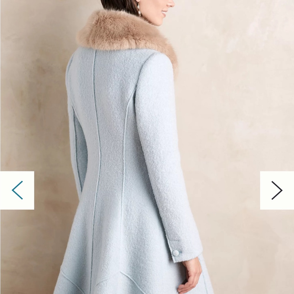 ISO Anthropologie Elevenses Beatrix Fur Collared Coat All Sizes - Picture 2 of 3